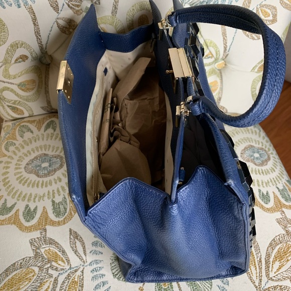 Kate Spade Pebbled Blue Leather Jewel Handbag - Picture 5 of 10